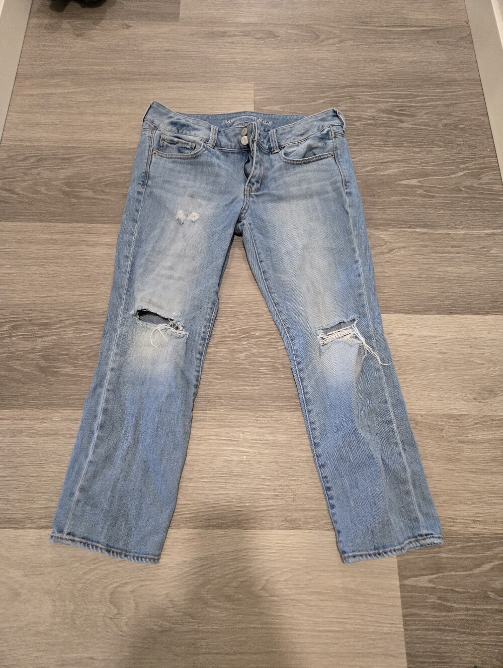 American Eagle Outfitters Light Blue Distressed Artist Crop Jeans